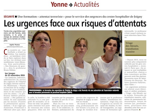 L'Yonne Républicaine : "Les urgences face au risques d'attentats"