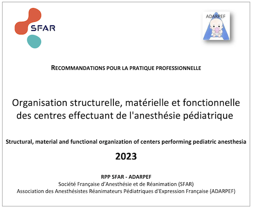 Organisation des centres effectuant de l'anesthésie pédiatrique