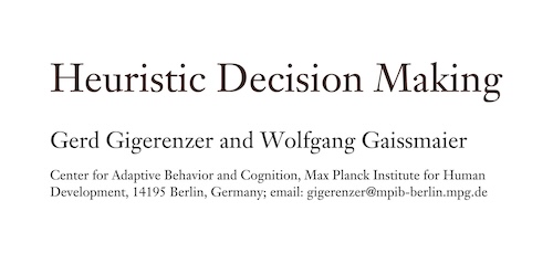 Heuristic Decision Making