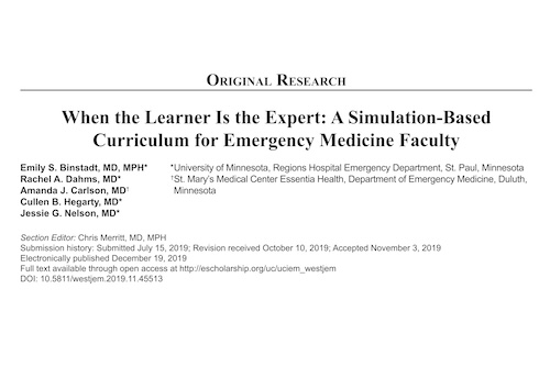 When the Learner Is the Expert : A Simulation-Based
Curriculum for Emergency Medicine Faculty